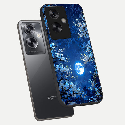  Blossom Moonlight Sky phone case For Oppo A79 showing premium glass back cover with detailed artwork