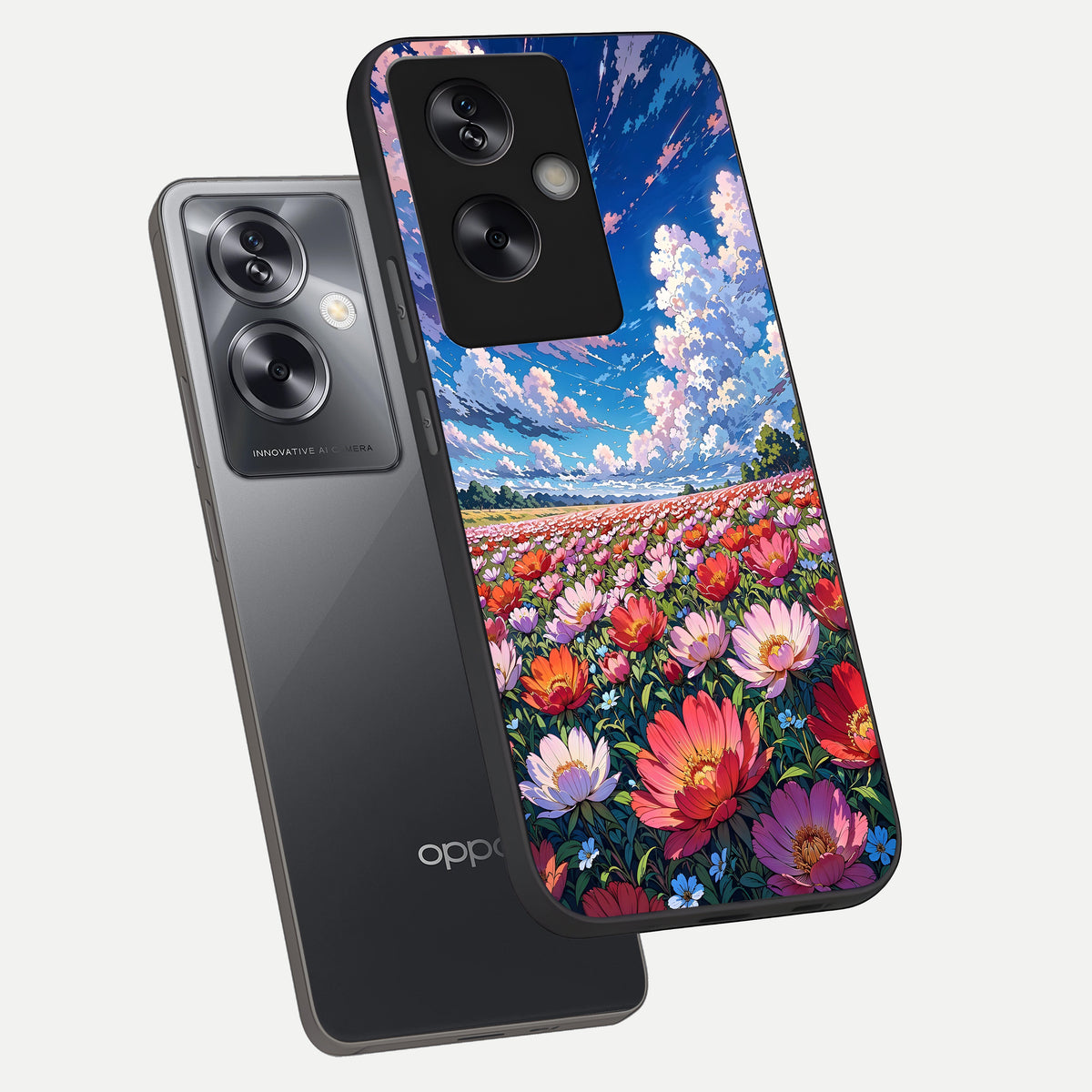  Blossom Sky Field phone case For Oppo A79 showing premium glass back cover with detailed artwork
