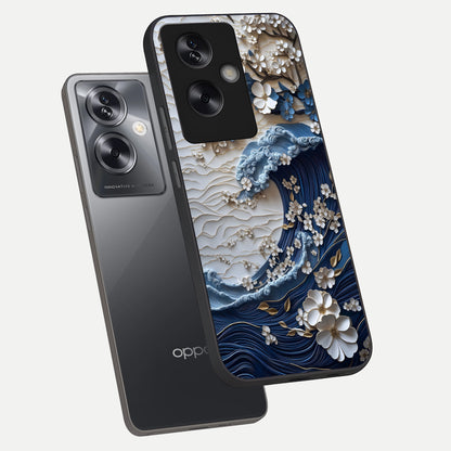  Blossom Wave Art phone case For Oppo A79 showing premium glass back cover with detailed artwork