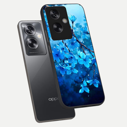  Blue Blossoms Branch phone case For Oppo A79 showing premium glass back cover with detailed artwork