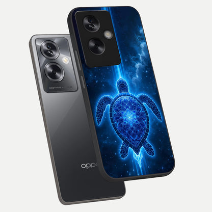  Blue Galaxy Turtle phone case For Oppo A79 showing premium glass back cover with detailed artwork
