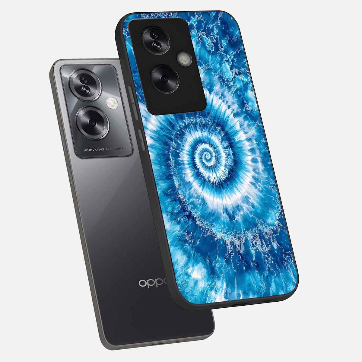  Blue Galaxy Wave phone case For Oppo A79 showing premium glass back cover with detailed artwork