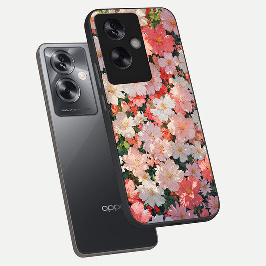  Blush Bloom Field phone case For Oppo A79 showing premium glass back cover with detailed artwork