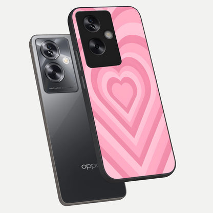  Blush Heart Waves phone case For Oppo A79 showing premium glass back cover with detailed artwork