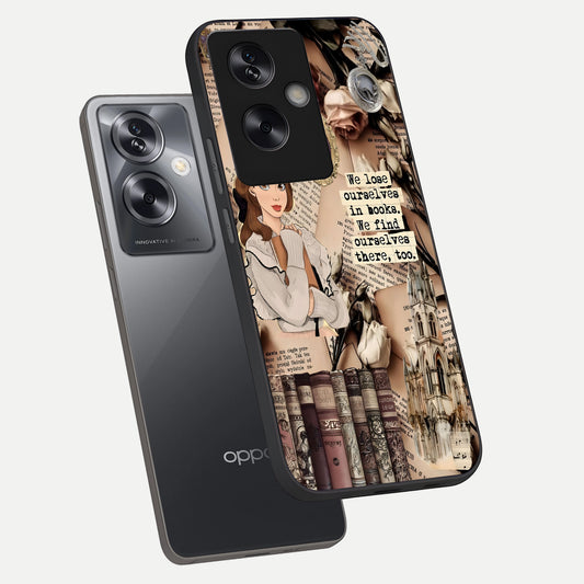  Bookish Dream World phone case For Oppo A79 showing premium glass back cover with detailed artwork
