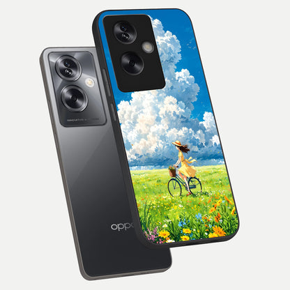  Breezy Meadow Ride phone case For Oppo A79 showing premium glass back cover with detailed artwork