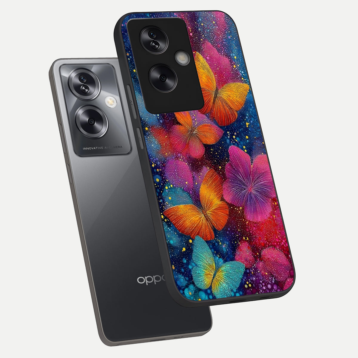  Butterfly Dream Mist phone case For Oppo A79 showing premium glass back cover with detailed artwork