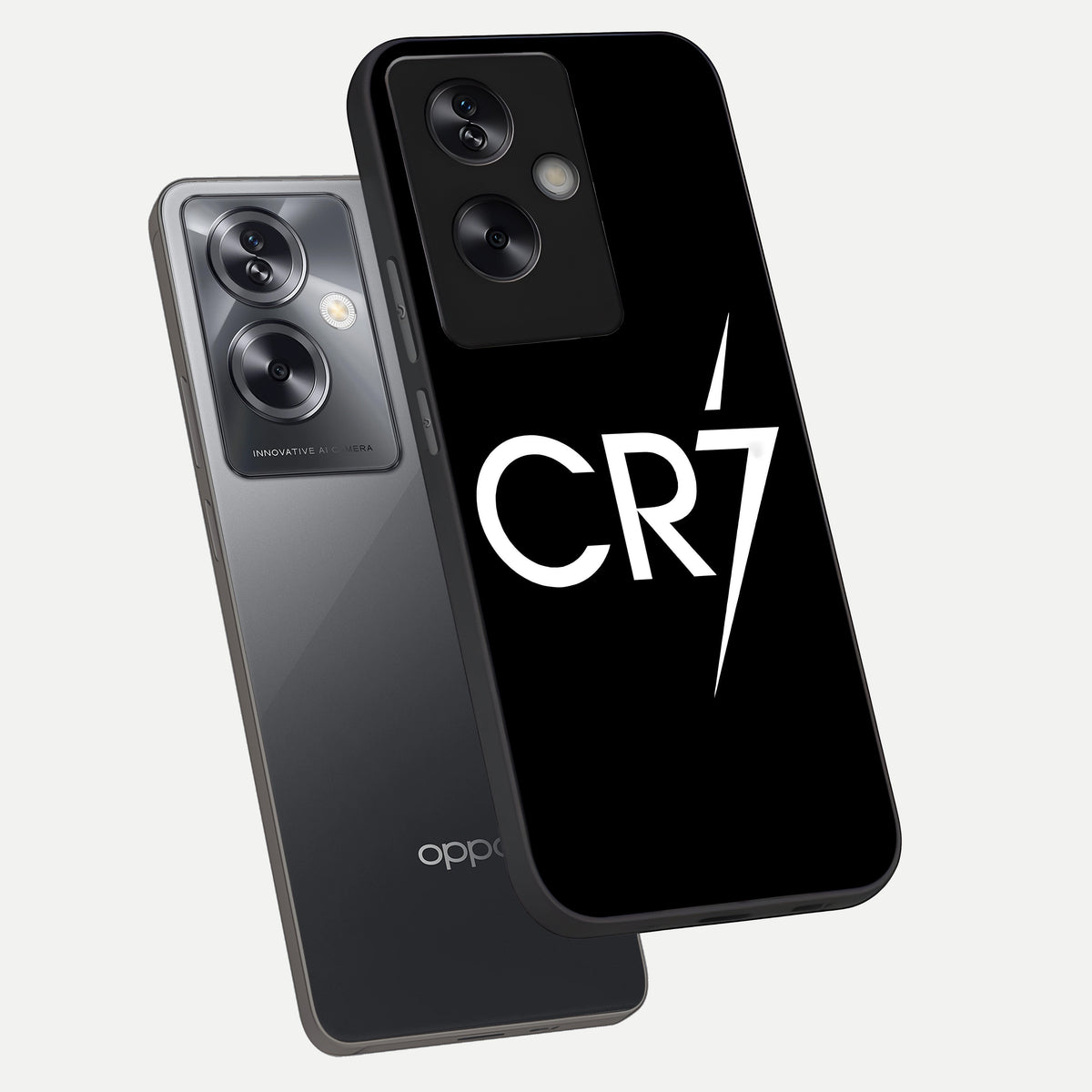  CR7 Elite Strike phone case For Oppo A79 showing premium glass back cover with detailed artwork