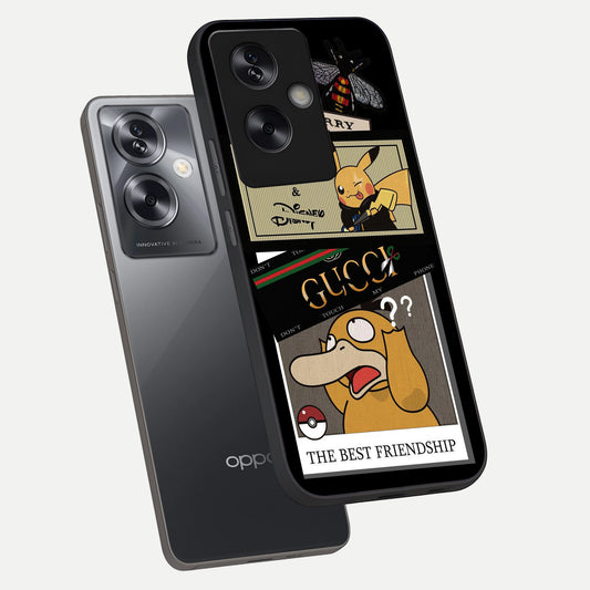  Cartoon Brand Play Mashup phone case For Oppo A79 showing premium glass back cover with detailed artwork