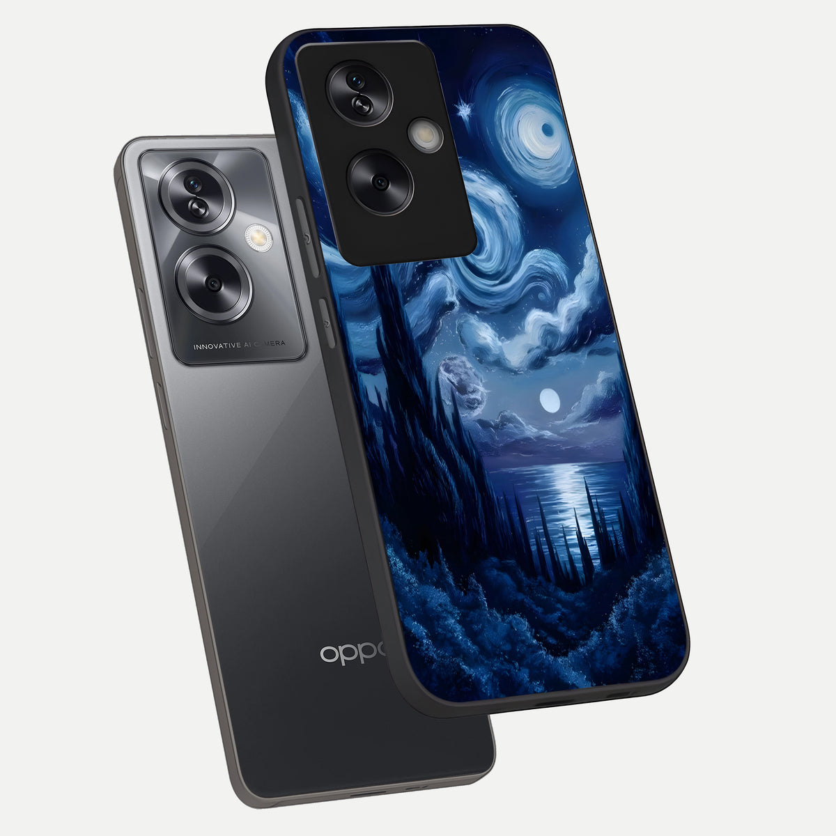  Celestial Dream Van Gogh phone case For Oppo A79 showing premium glass back cover with detailed artwork