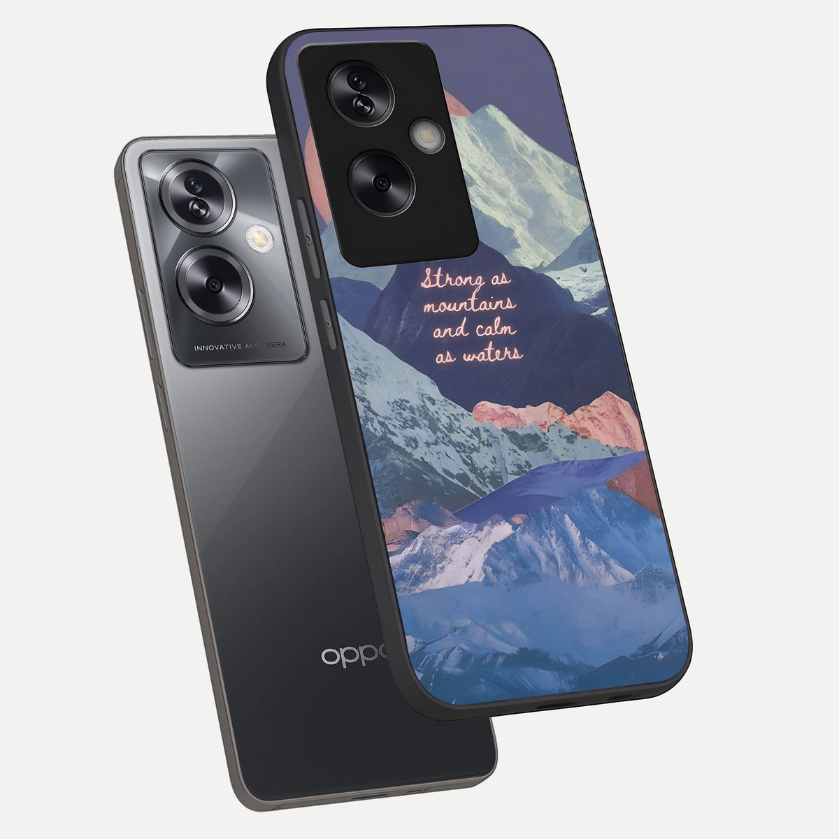  Celestial Mountain Calm phone case For Oppo A79 showing premium glass back cover with detailed artwork