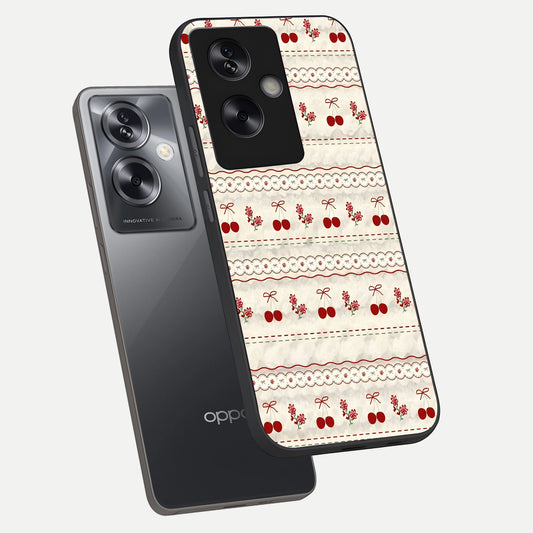  Cherry Bloom Charm phone case For Oppo A79 showing premium glass back cover with detailed artwork