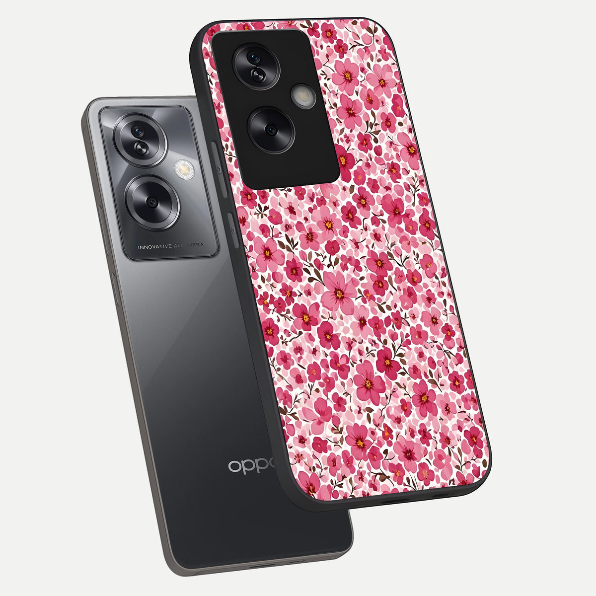  Cherry Blossom Charm phone case For Oppo A79 showing premium glass back cover with detailed artwork