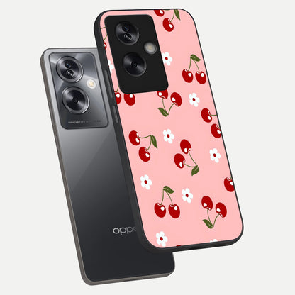  Cherry Love Mood phone case For Oppo A79 showing premium glass back cover with detailed artwork