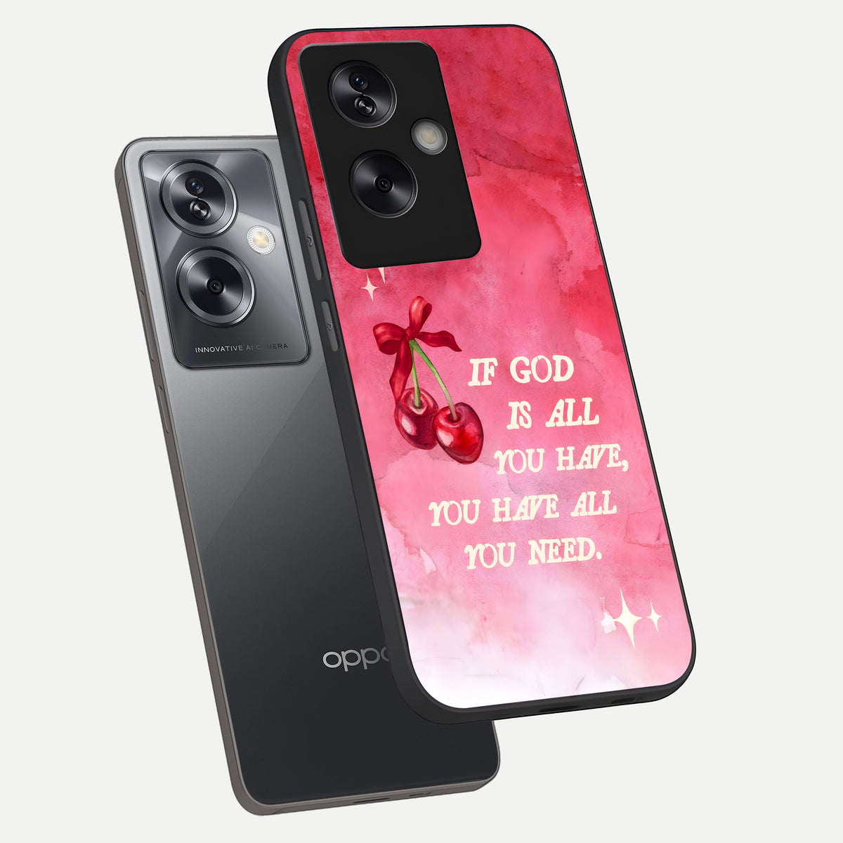  Cherry Quote phone case For Oppo A79 showing premium glass back cover with detailed artwork