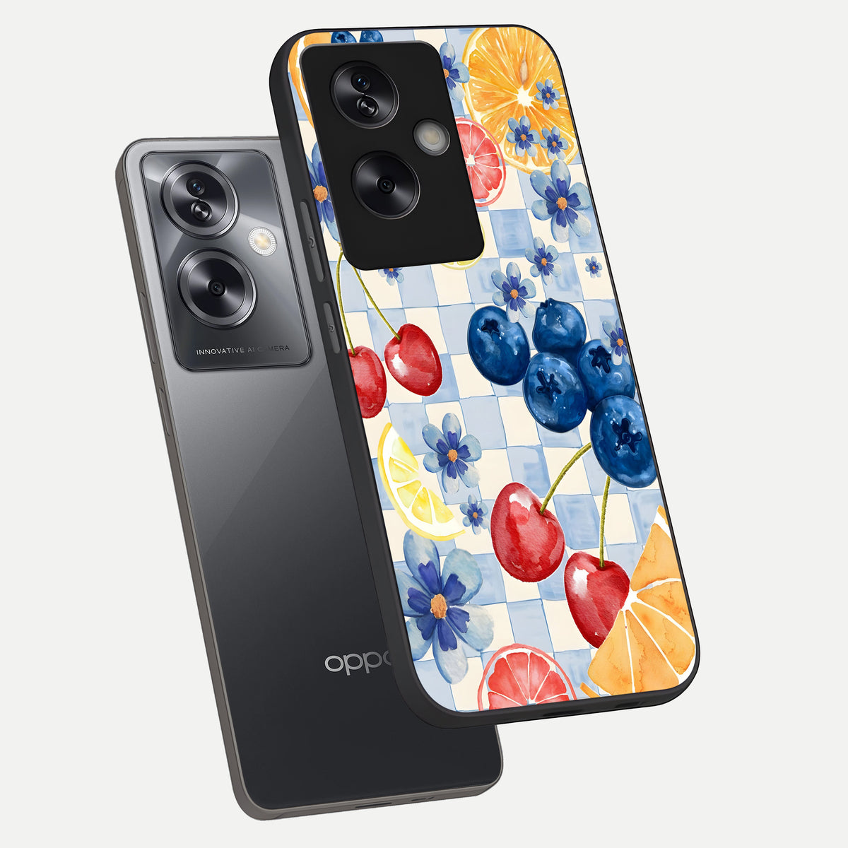  Citrus Bloom Joy phone case For Oppo A79 showing premium glass back cover with detailed artwork
