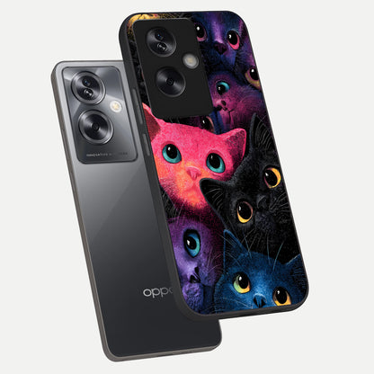  Cosmic Cats Dreams phone case For Oppo A79 showing premium glass back cover with detailed artwork