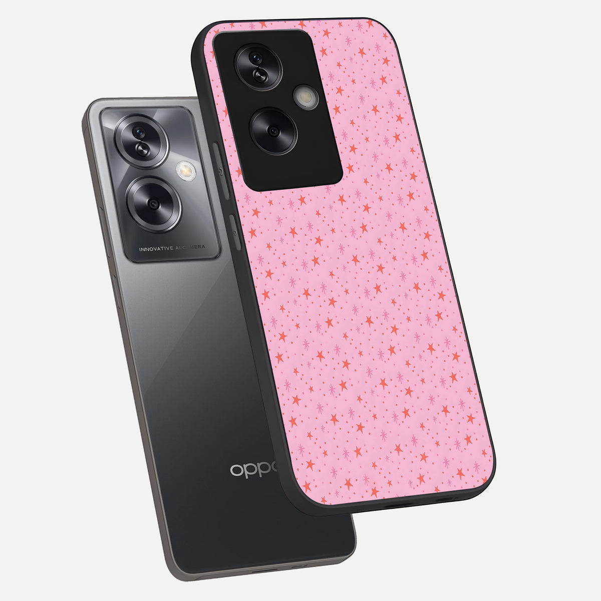  Cosmic Pink Sparkle phone case For Oppo A79 showing premium glass back cover with detailed artwork