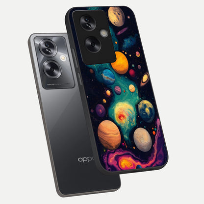  Cosmic Planet Journey phone case For Oppo A79 showing premium glass back cover with detailed artwork