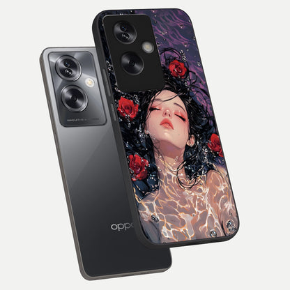  Crimson Rose Serenity phone case For Oppo A79 showing premium glass back cover with detailed artwork