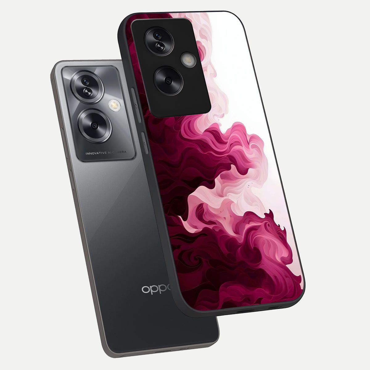  Crimson Wave Flow phone case For Oppo A79 showing premium glass back cover with detailed artwork