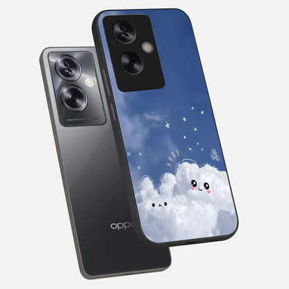  Cute Blossom Cloud phone case For Oppo A79 showing premium glass back cover with detailed artwork