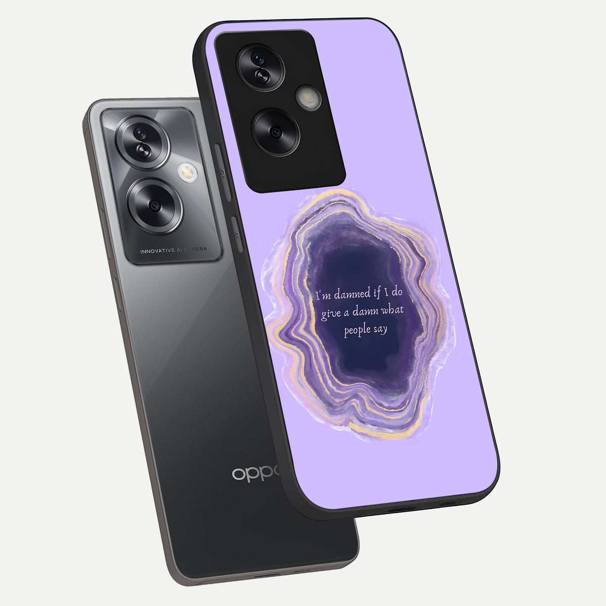  Damned People Quote phone case For Oppo A79 showing premium glass back cover with detailed artwork