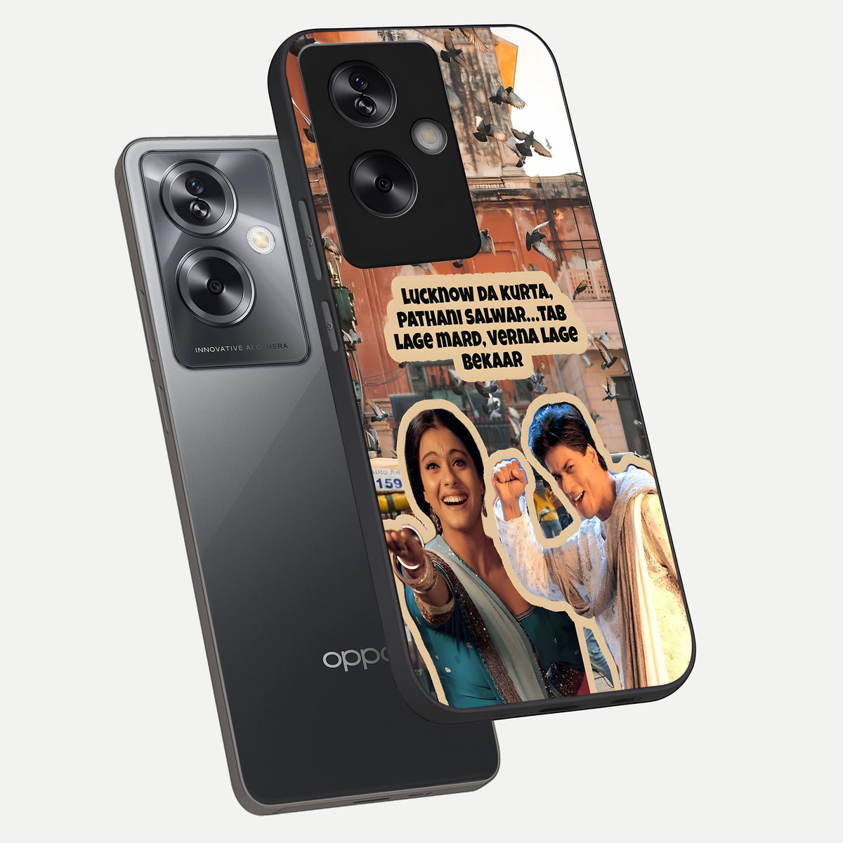  Desi Retro Vibes phone case For Oppo A79 showing premium glass back cover with detailed artwork