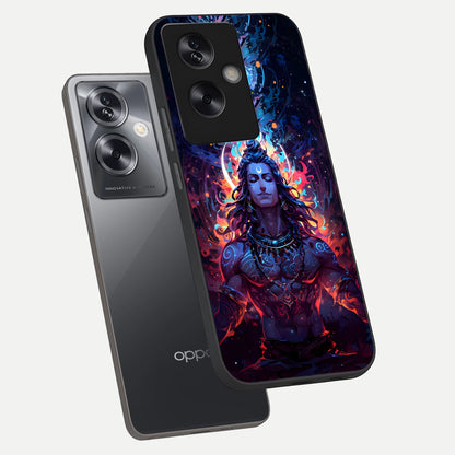  Divine Fire Shiv phone case For Oppo A79 showing premium glass back cover with detailed artwork