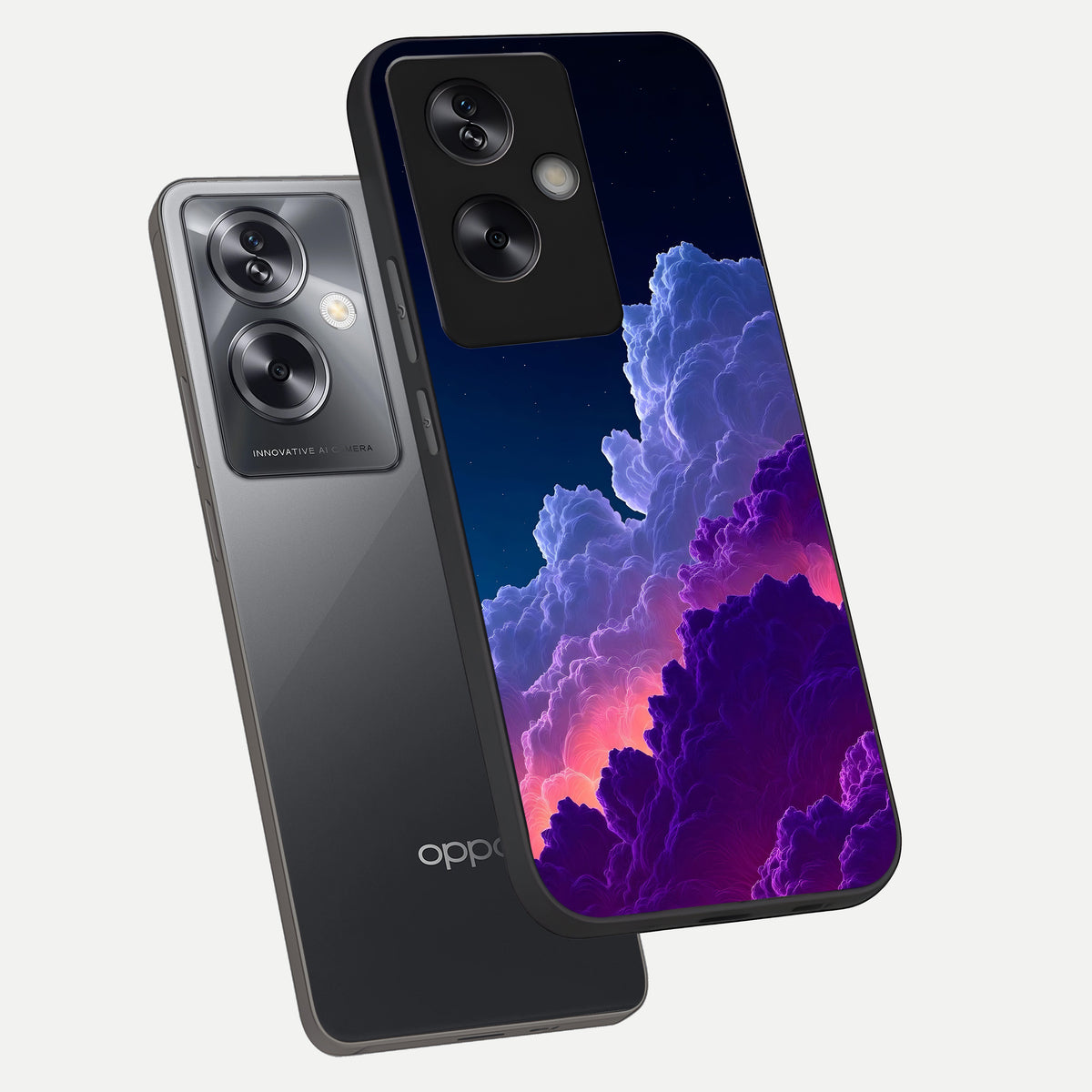 Dreamy Cloud Skies phone case For Oppo A79 showing premium glass back cover with detailed artwork
