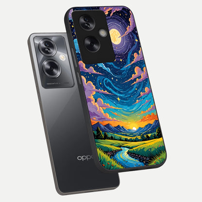  Dreamy Night Landscape phone case For Oppo A79 showing premium glass back cover with detailed artwork