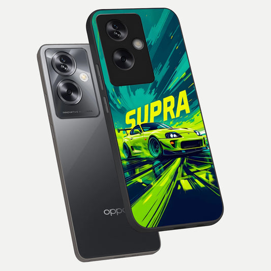  Electric Supra Thunder phone case For Oppo A79 showing premium glass back cover with detailed artwork