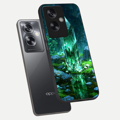  Emerald Light Crystal phone case For Oppo A79 showing premium glass back cover with detailed artwork