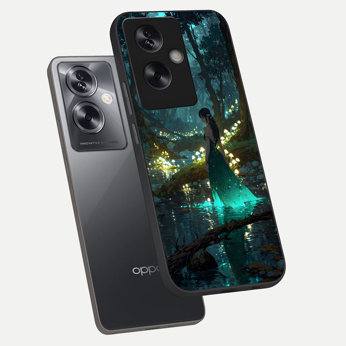  Enchanted Forest Glow phone case For Oppo A79 showing premium glass back cover with detailed artwork