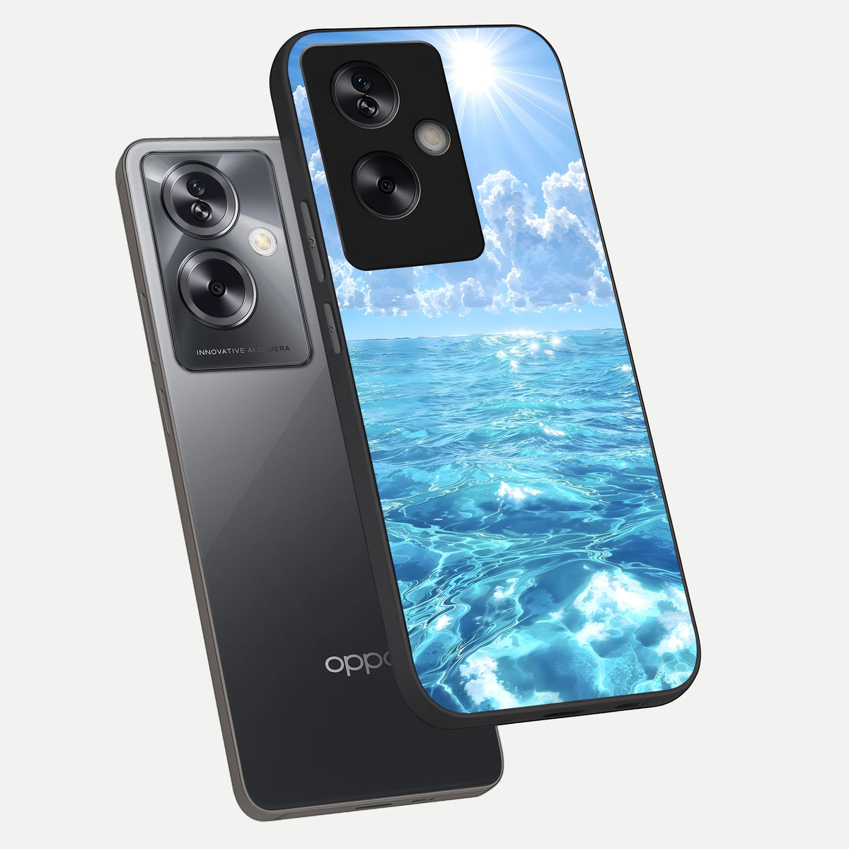  Endless Ocean Horizon phone case For Oppo A79 showing premium glass back cover with detailed artwork