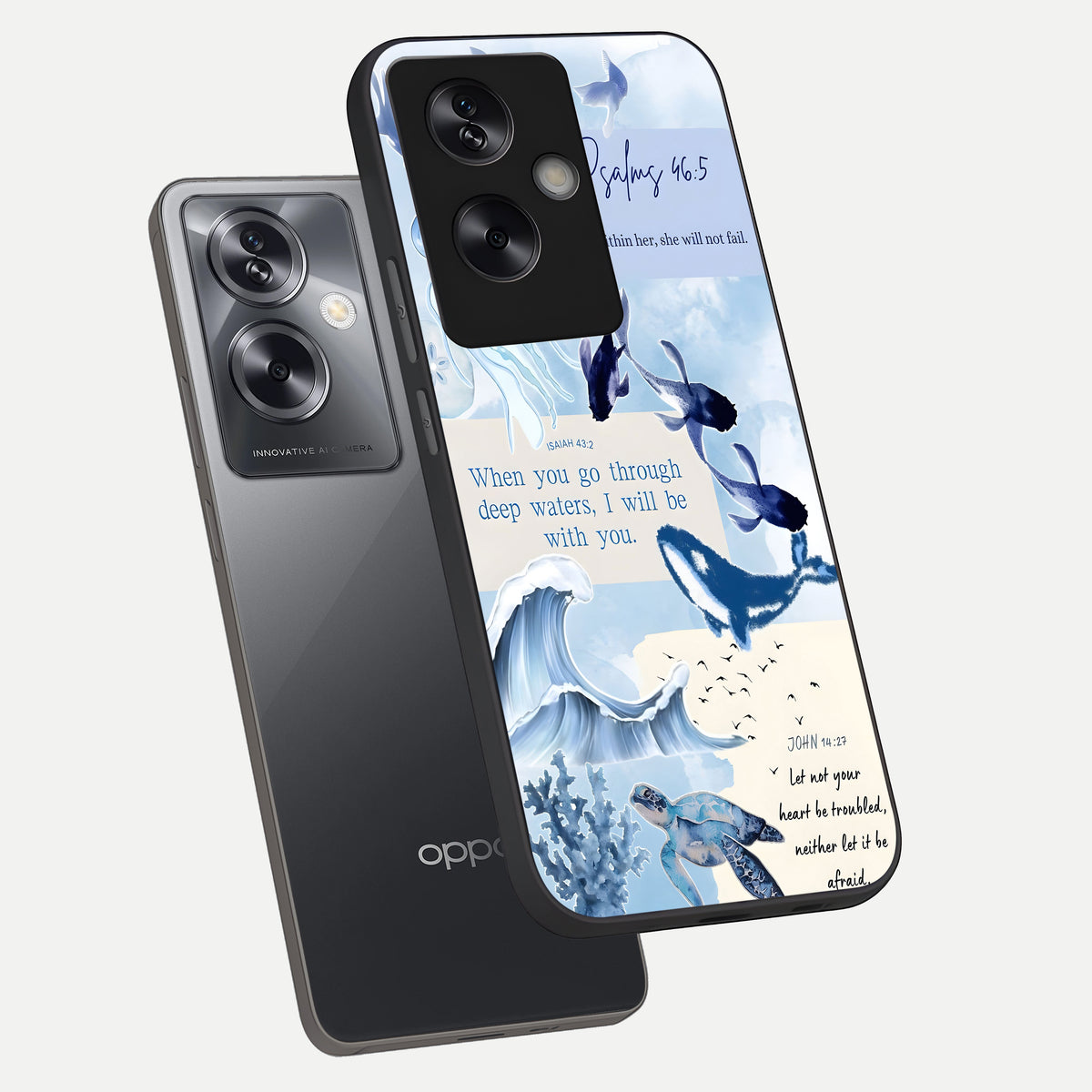  Faithful Ocean Promise phone case For Oppo A79 showing premium glass back cover with detailed artwork