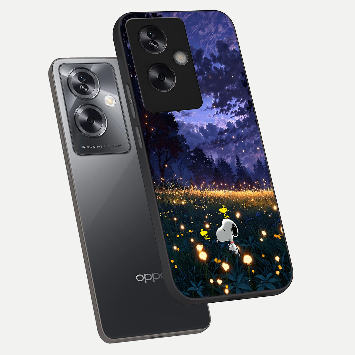  Firefly Meadow Magic phone case For Oppo A79 showing premium glass back cover with detailed artwork