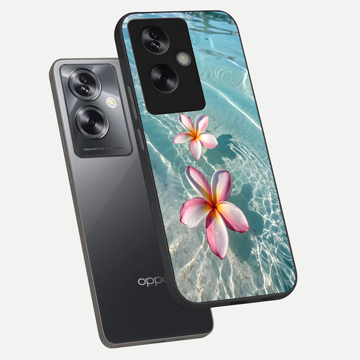  Floating Bloom Bliss phone case For Oppo A79 showing premium glass back cover with detailed artwork