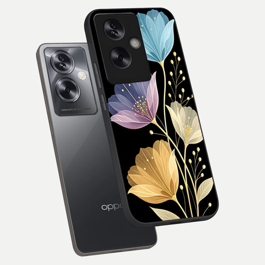  Flower Bloom Glow phone case For Oppo A79 showing premium glass back cover with detailed artwork