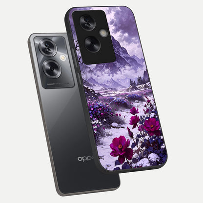  Flower Mountain View phone case For Oppo A79 showing premium glass back cover with detailed artwork