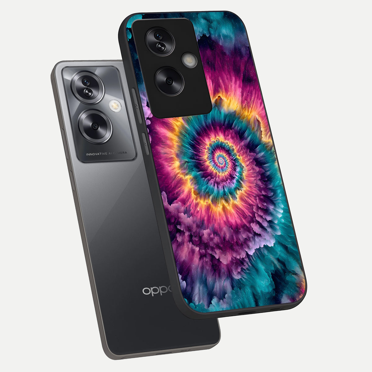  Galactic Spiral Burst phone case For Oppo A79 showing premium glass back cover with detailed artwork