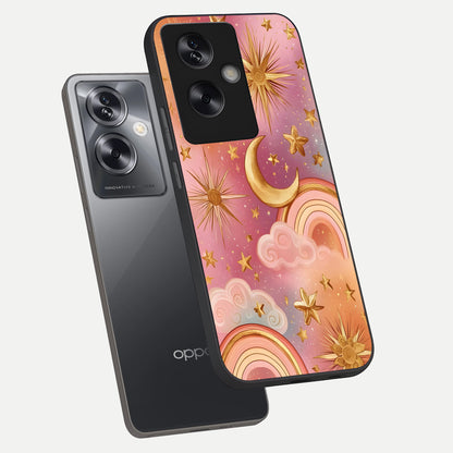  Golden Celestial Dreams phone case For Oppo A79 showing premium glass back cover with detailed artwork
