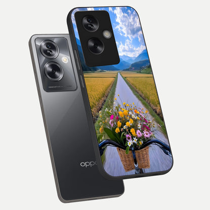  Golden Field Journey phone case For Oppo A79 showing premium glass back cover with detailed artwork