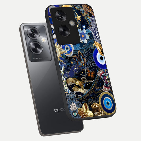  Golden Moon Magic phone case For Oppo A79 showing premium glass back cover with detailed artwork