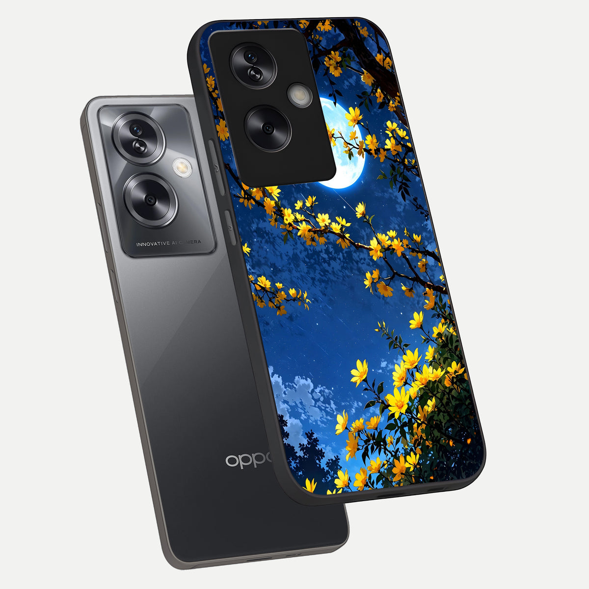  Golden Night Glow phone case For Oppo A79 showing premium glass back cover with detailed artwork