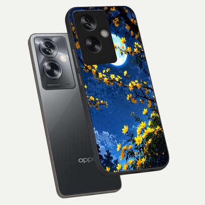  Golden Night Glow phone case For Oppo A79 showing premium glass back cover with detailed artwork