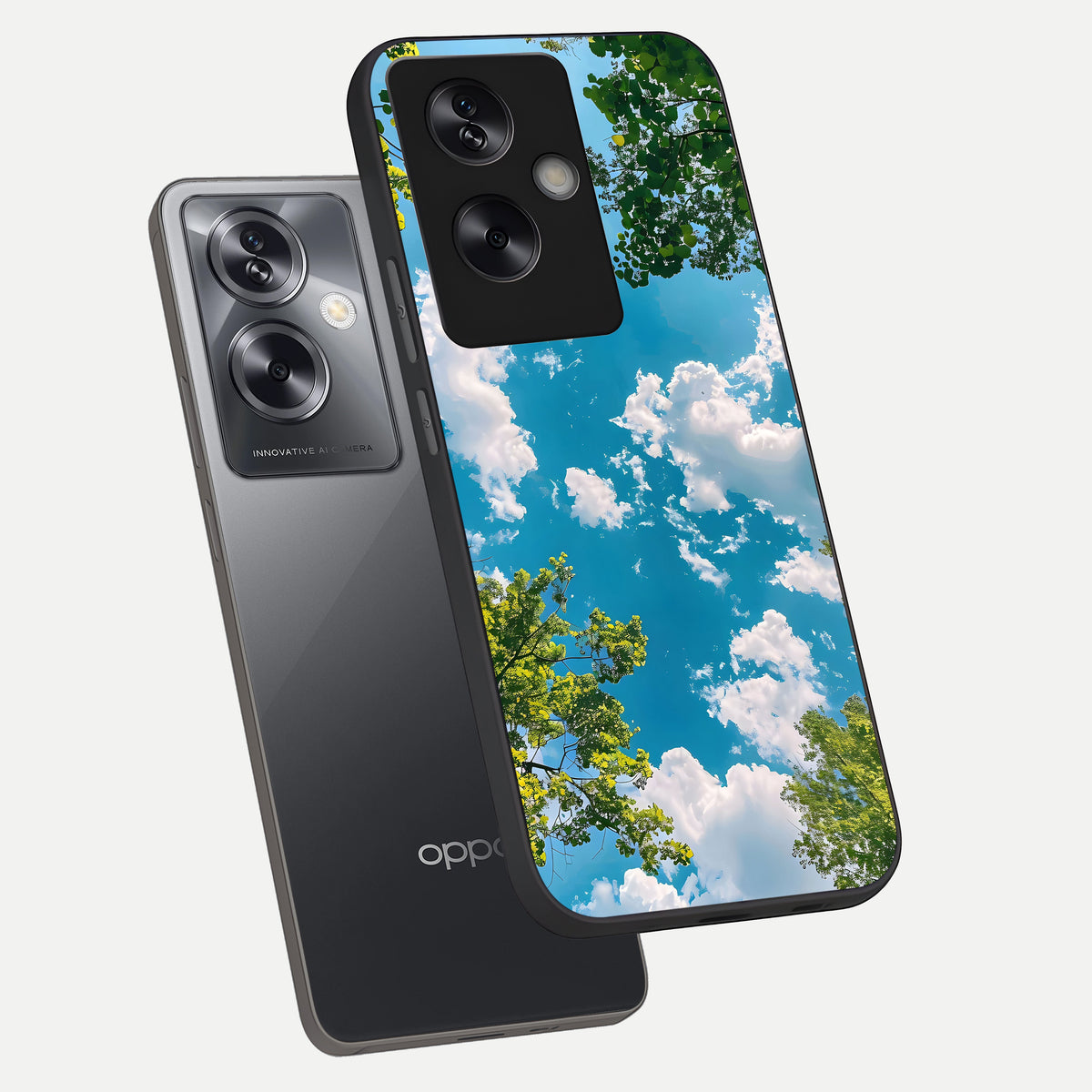  Green Moon Energy phone case For Oppo A79 showing premium glass back cover with detailed artwork
