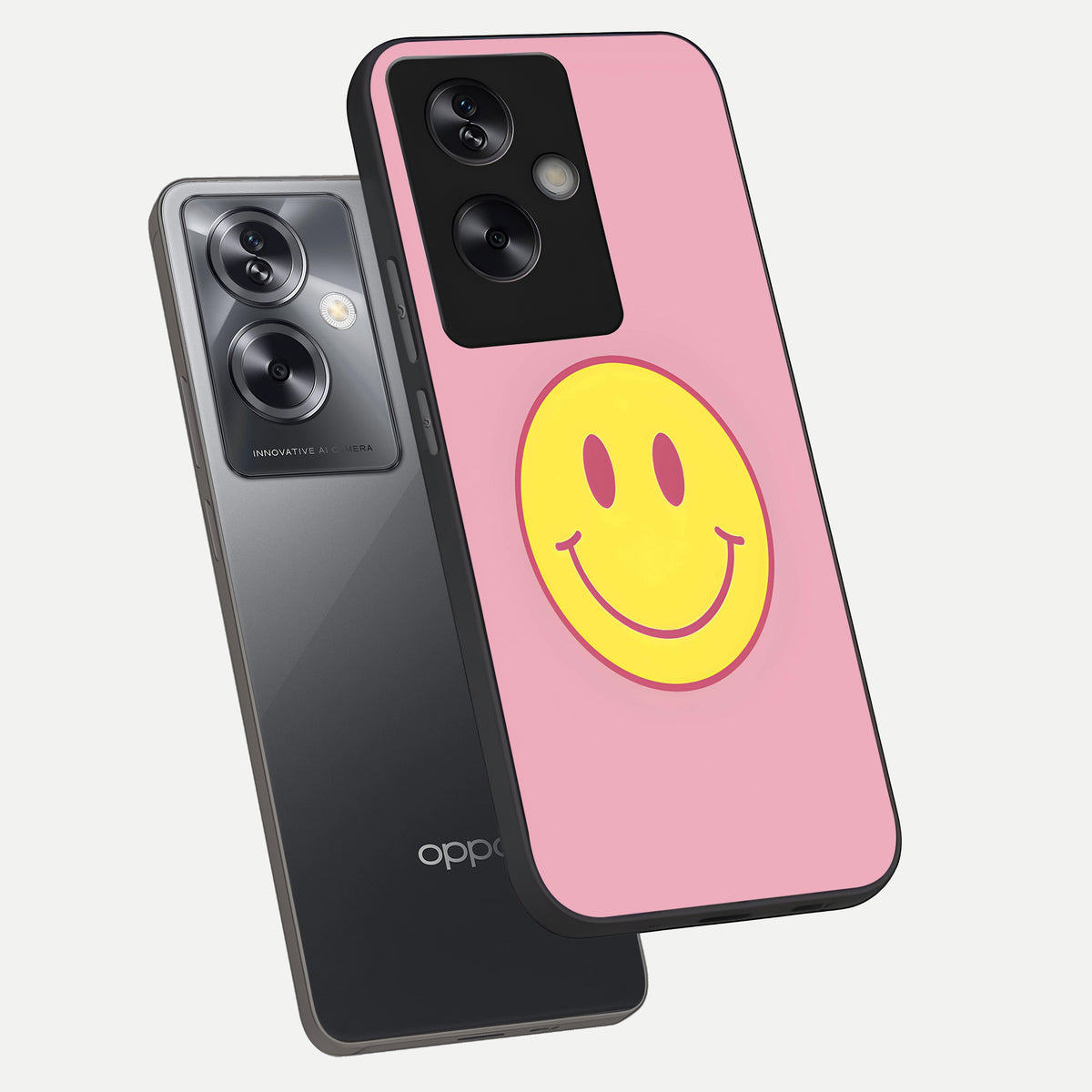  Happy Pink Mood phone case For Oppo A79 showing premium glass back cover with detailed artwork