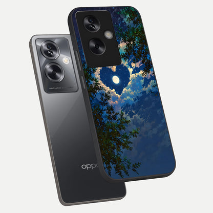  Heart With Moon Sky phone case For Oppo A79 showing premium glass back cover with detailed artwork