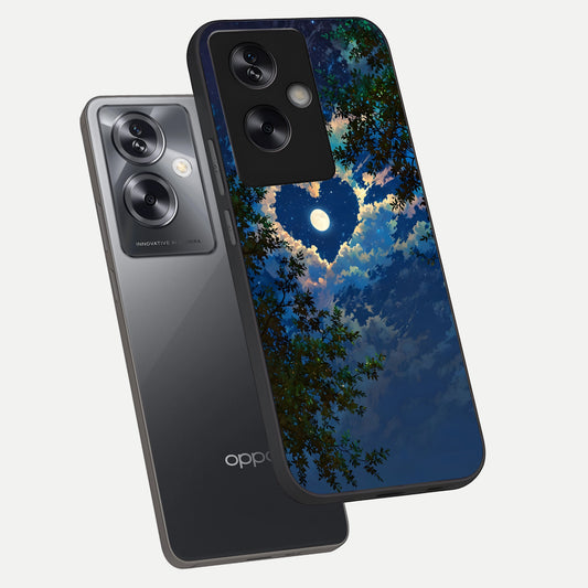  Heart With Moon Sky phone case For Oppo A79 showing premium glass back cover with detailed artwork